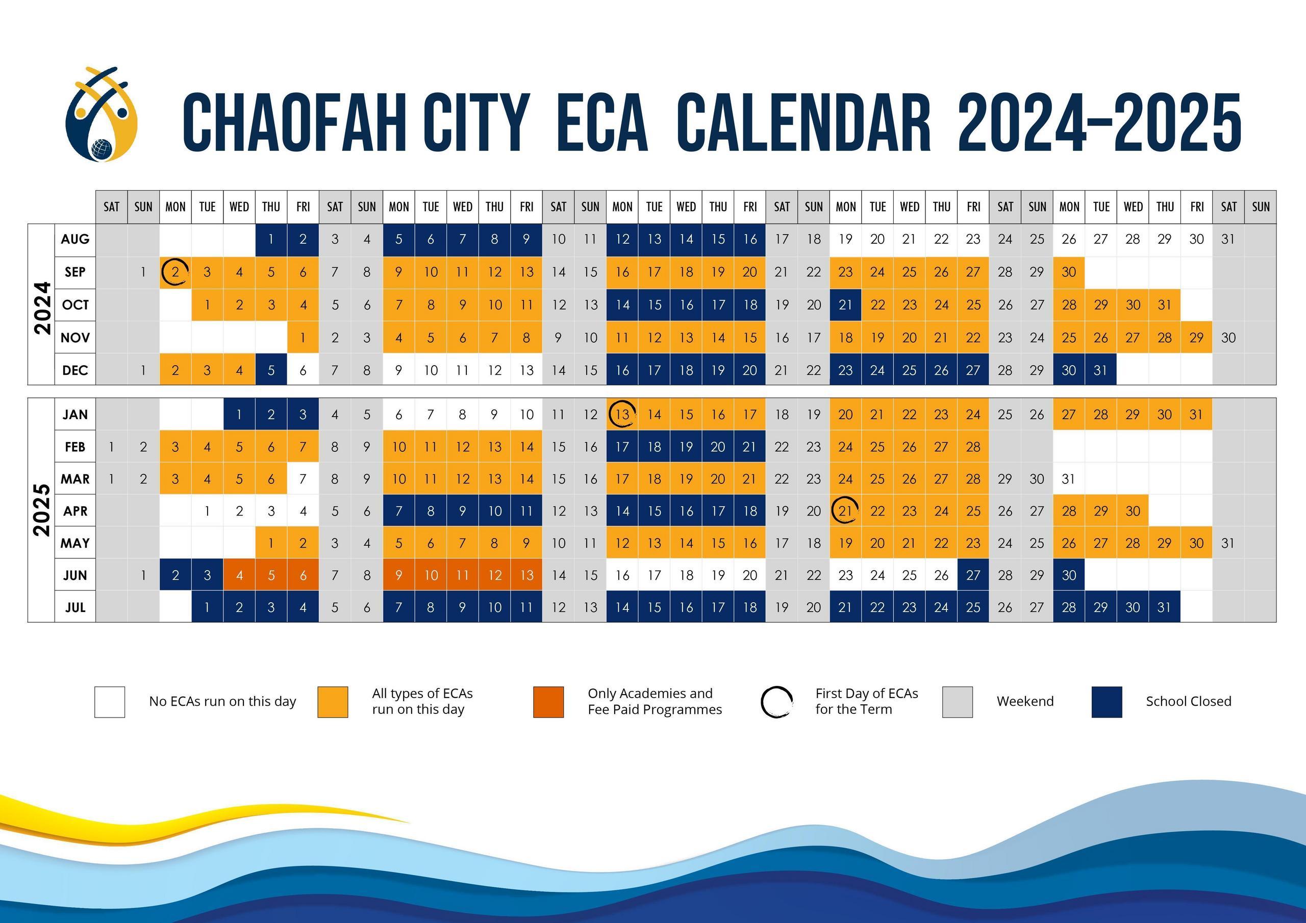 ECA Calendar 2024 25 Chaofah Campus